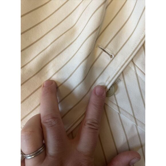 Ralph‎ Lauren Women's Ivory And Khaki Pinstripe Trench Coat And Dress Size L - Picture 9 of 13